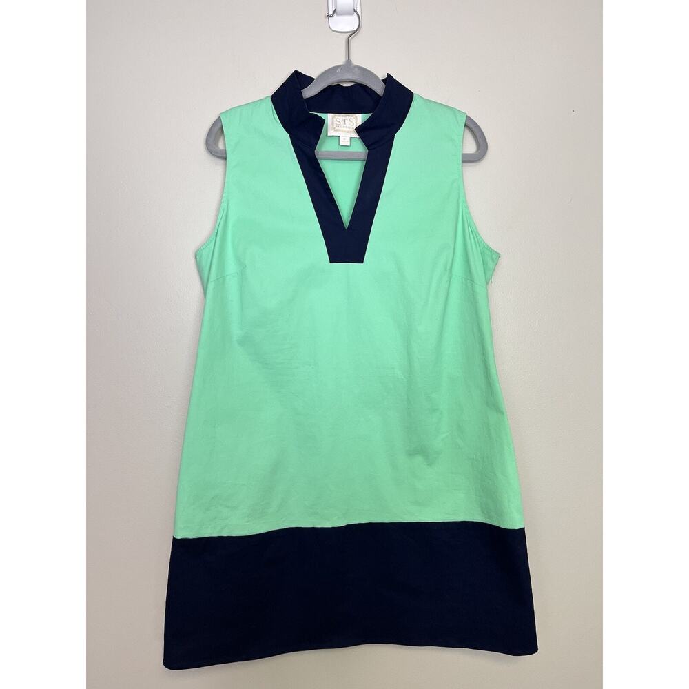 NWOT Sail To Sable Dress Women’s Navy Blue Green Colorblock Collared V Neck XL